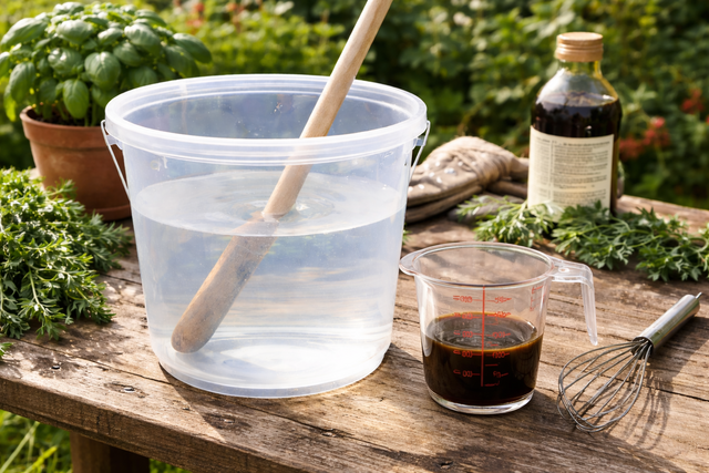 Zutaten f&uuml;r Melasse-D&uuml;nger: Wasser und Zuckersirup