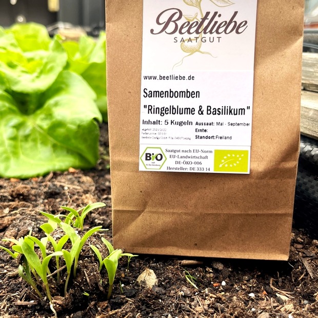 "Ringelblume & Basilikum" Samenbomben mit Bio Saatgut