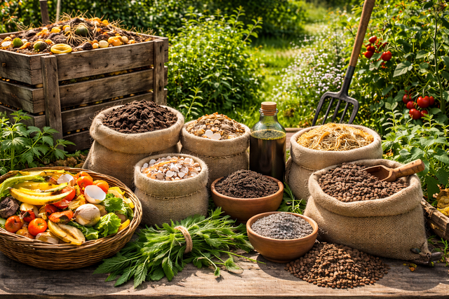 Verschiedene Arten von organischem und natürlichem Dünger für den Garten