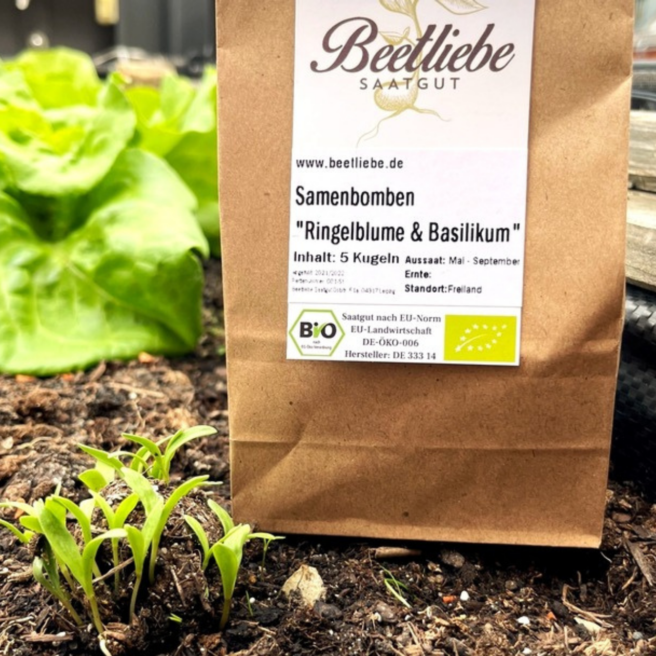 "Ringelblume & Basilikum" Samenbomben mit Bio Saatgut